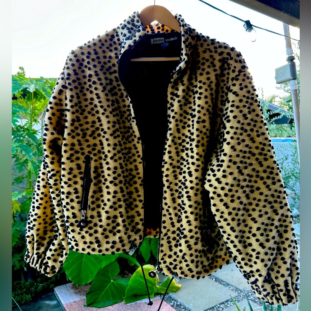 Gold and Black Polka Dot Jacket, by Jamie Sadock, size Large